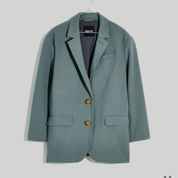 Madewell Oversized Menswear Blazer Olive Sage Women’s medium Button Accent NWT - Picture 4 of 16